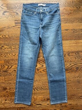 Levi Strauss Signature Mid Rise Straight Blue Denim Jeans 4 W27 L32